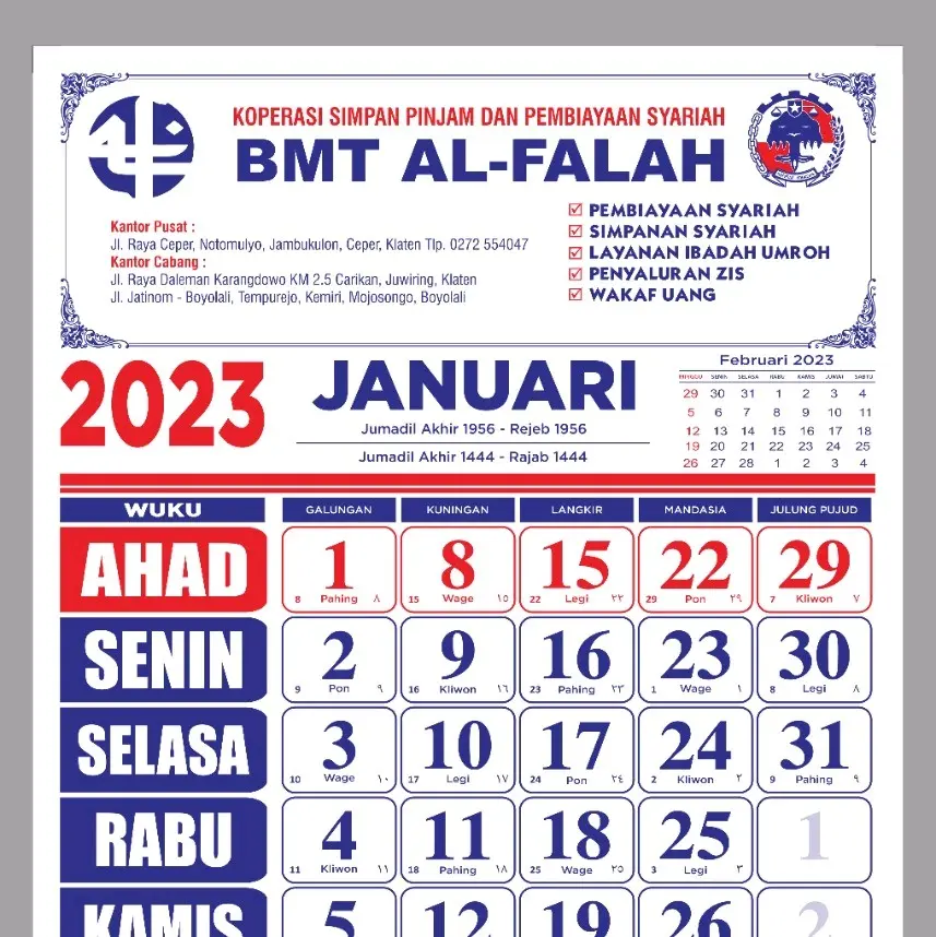 KALENDER KERJA 32*48 ISI 12 LEMBAR