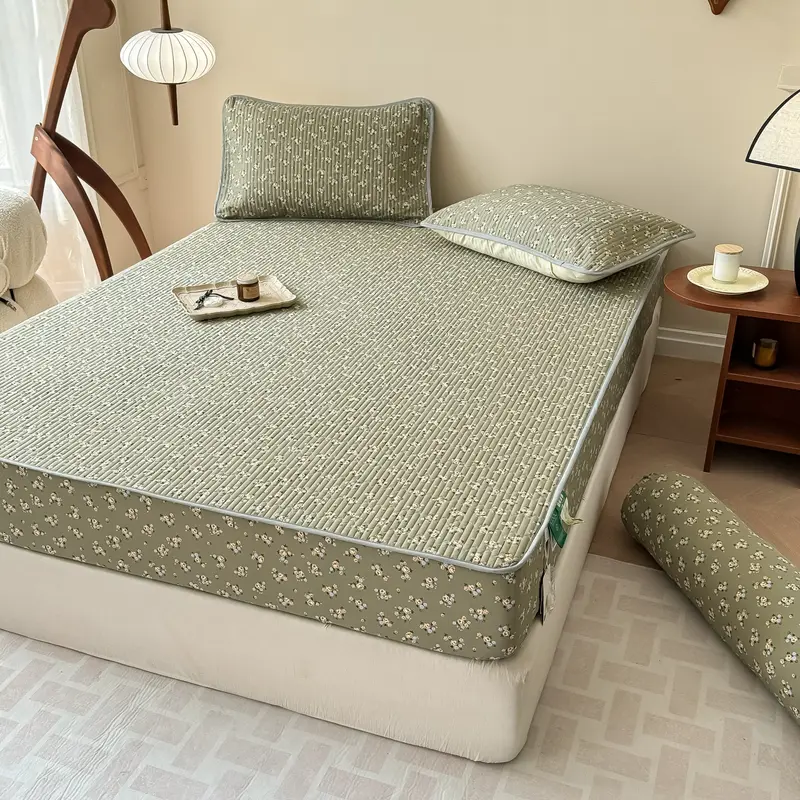 Bộ ga gối tencel lụa trần bông set Tencel lụa hàn ga gối trần bông tặng kèm vỏ ôm xinh xỉu 1