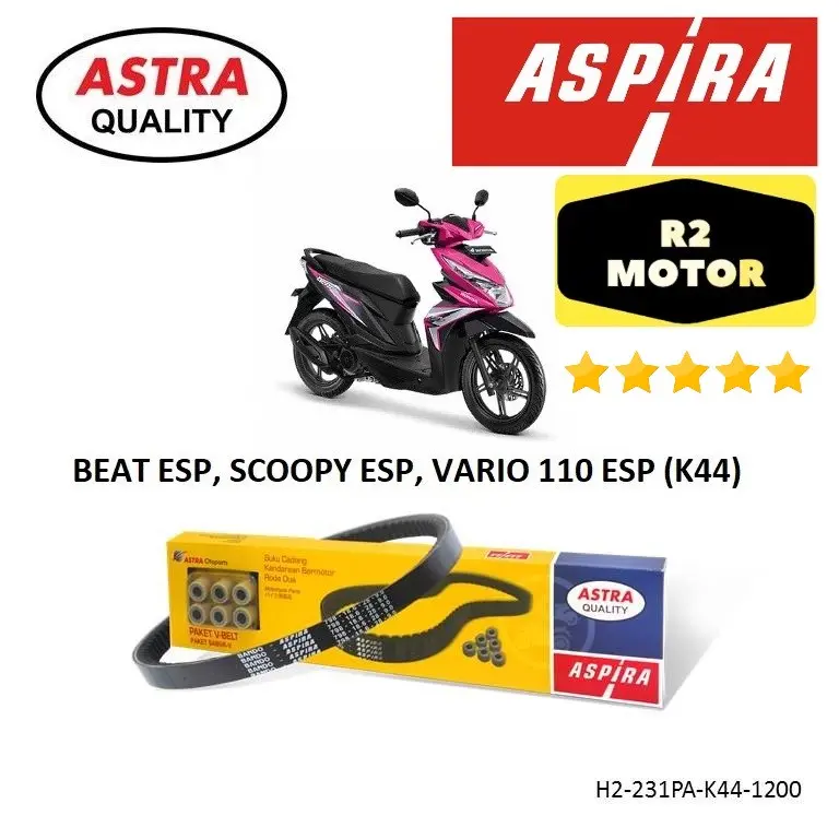 VBELT SET PLUS ROLLER K44 ASPIRA V BELT VAN BELT KIT BEAT STREET POP SPORTY FI ESP SCOOPY FI ESP VARIO 110 ESP STARTER STATER HALUS ALUS