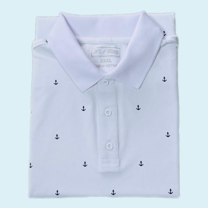 Áo polo nam H-G màu trắng , họa tiết mỏ neo,chất liệu vải cotton Spandex, co giãn 4 chiều, mềm, mịn, mát, nhẹ , thoáng khí ,thấm hút mồ hôi tốt, không xù lông, hàng cao cấp,  form tiêu chuẩn tôn dáng, đơn giản dễ phối đồ.