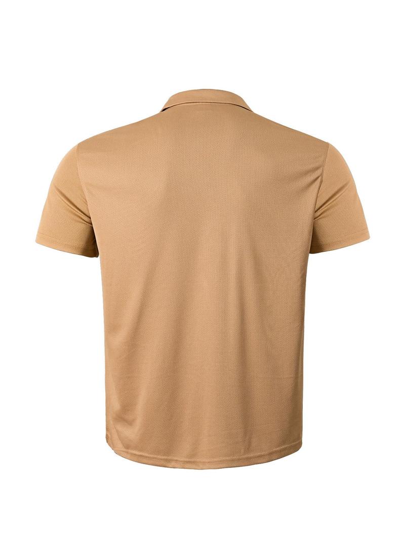 Product Introduction of Men's Solid Short Sleeve Polo Shirt, Regular Fit Casual Half Button Collared Top for Summer, Fashion Men's Clothes for Daily Wear, Tropical 8
