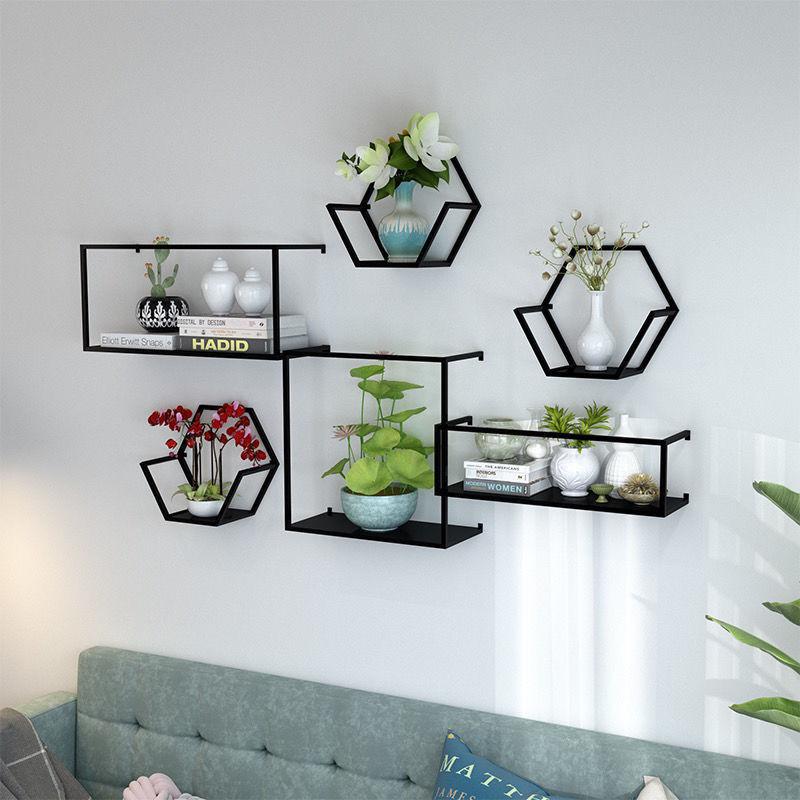  Kệ treo cây cảnh hình lục giác treo tường xinh xắn tinh tế sang trọng tặng kèm vít và miếng dán Giá gắn tường Decor Đựng Sách Kệ Sách Decor Phòng,treo giỏ hoa phổ cập hoa cây & trái cây trang trí Trưng Bày 