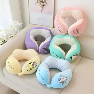 Bantal Leher Karakter Cartoon Cinamoroll Melody Kuromi U-shaped Neck Pillow Bahan Plush Bed