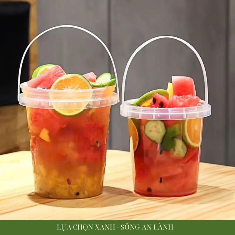 [COMBO50/700ML] Combo 50 Xô Nhựa Tròn 700ML Kèm Quai Xách Dùng Một Lần An Toàn Thân Thiện Với Môi trường 3