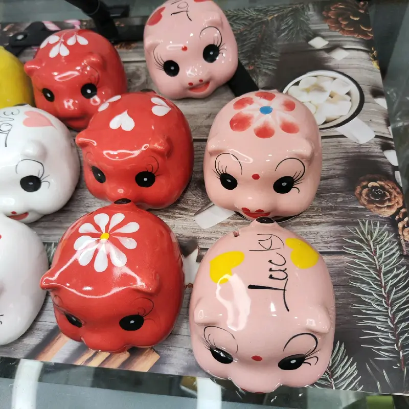 Heo Đất Mini Lỗ Tròn Gốm Sứ Bát Tràng Ống Tiết Kiệm Đựng Tiền 7