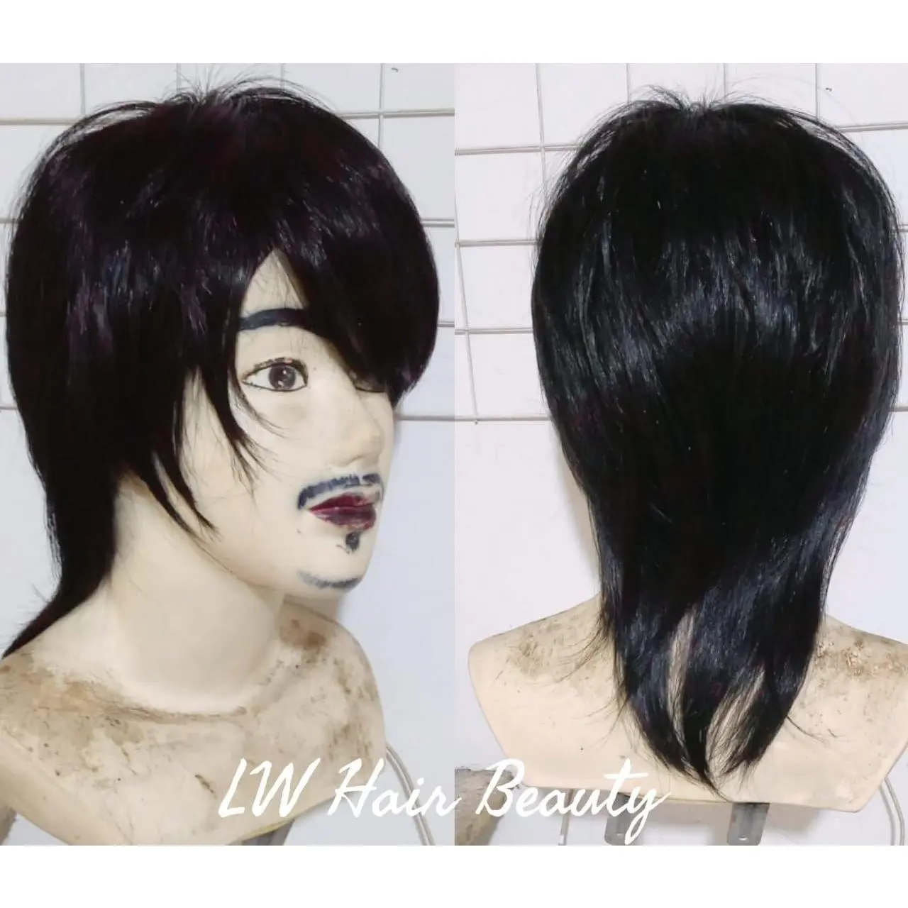 wig pria panjang rambut palsu pria panjang