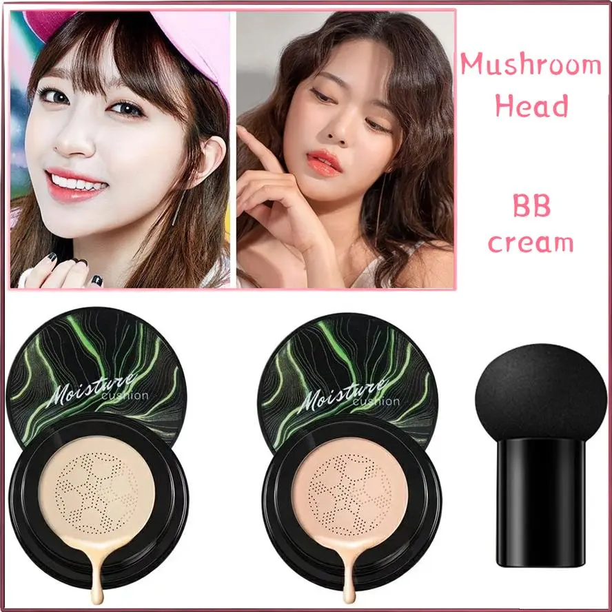 Mushroom Head Air Cushion CC Cream Foundation Makeup Skin Whitening Moisturizing Mushroom Head Air Cushion BB Cream Concealer Isolation Liquid Foundation Waterproof and Sweat ProofBase Concealer Sunisa BB Cream Cosmetics