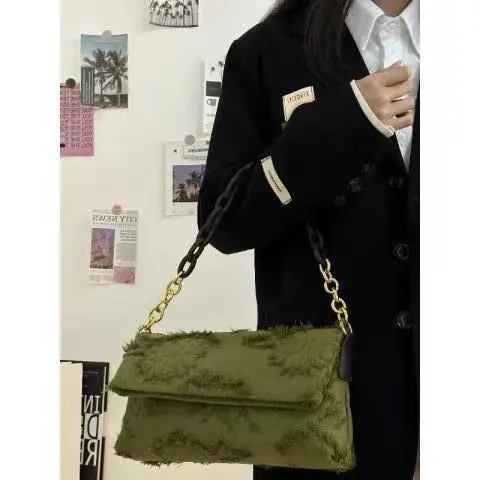 2025 Mori Style Simple Good-looking Western Style Jacquard Tassel One Shoulder Bag Female 2024 New Ins Commuter Crossbody Bag
