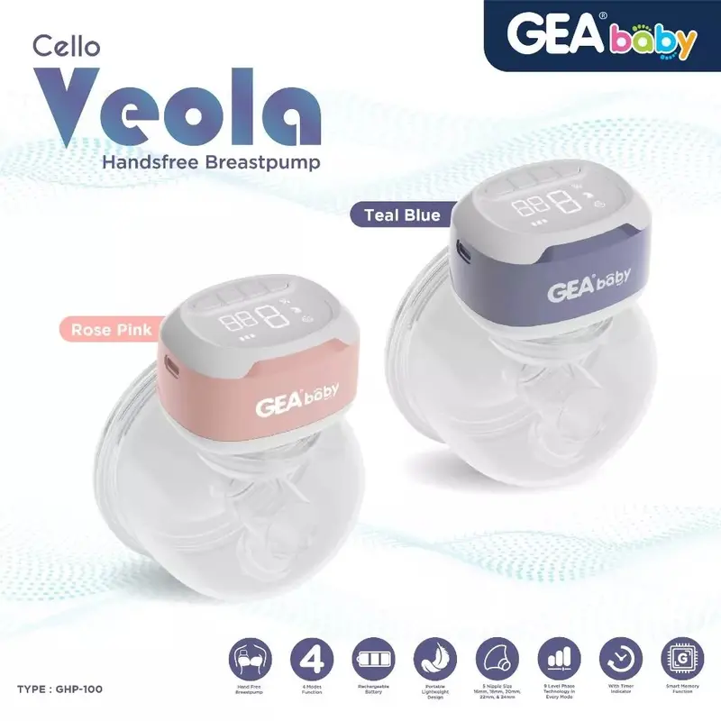 GEA BABY Cello Veola Handsfree Breastpump GHP-100 Pompa Asi Elektrik Portable Wearable Pumping 1