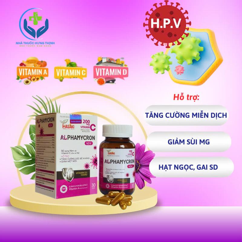 Viên uống ALPHAMYGRON NEW 200mg vitamin C hỗ trợ tăng cường miễn dịch, đào thải HPV 2