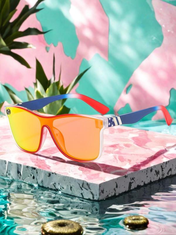 1 Pair Summer Square Frame Sunglasses, New Fashion Travel Accessories for Women & Men, Lightweight and Durable for Outdoor Sun Protection Glasses for Daily Use Travel Accessories 2