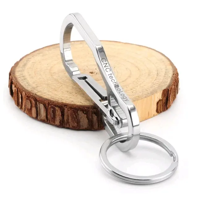 Gantungan Kunci Carabiner Stainless Steel Buckle Key Chain Pelapisan Logam EDC karabiner dengan pembuka botol