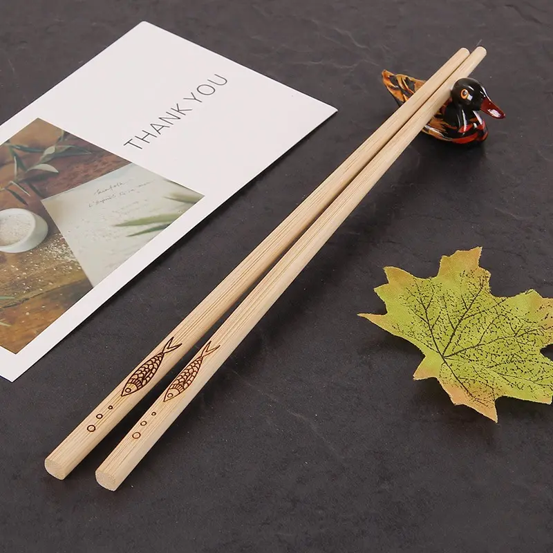Set 10 Đôi Đũa Gỗ Tre Khắc Họa Tiết Đẹp Mắt   dùng trong nhà bếp cặp đồ ăn bạc đũa  đen nĩa 2 nhôm 0