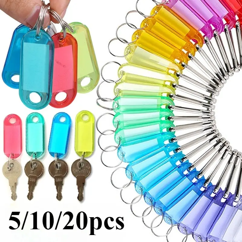 20 Pcs Colorful Markable Numbered Sorting Key Tags Multicolor Number Classification Card Keychain Clear Label  DIY Key Ring Kit