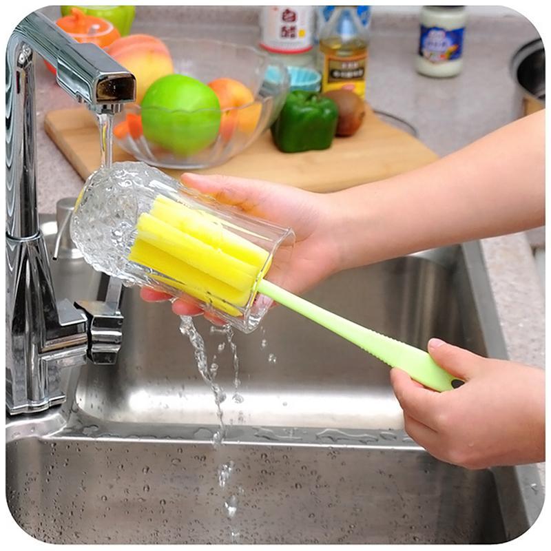 Product Introduction of Kitchen Cleaning Tool Sponge Brush For Wineglass Bottle Coffe Tea Glass Random Color R7O7 15
