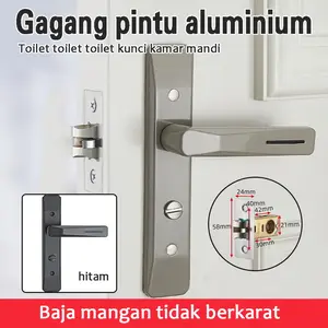 Kunci pintu kamar mandi baut tunggal, kunci pintu kamar mandi, gagang pintu interior, bahan paduan aluminium, tahan air, tahan lembab, tahan karat dan tahan lama, baut mati tak terlihat, bebas perawatan, mudah dipasang