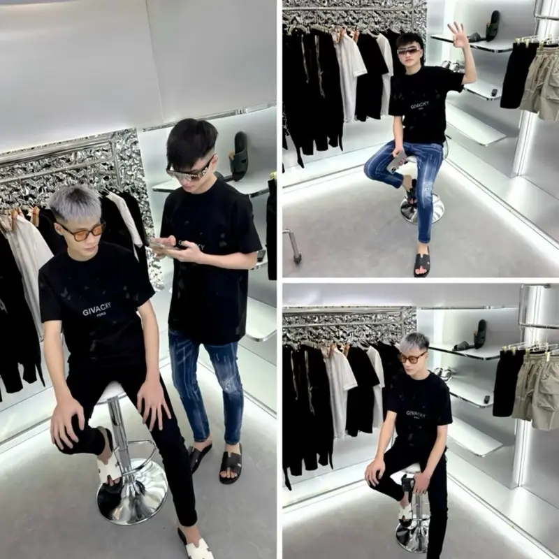 Áo Phông APP022 Hoạ Tiết Phối Rách Chất Liệu Conton Co Giãn 2 Chiều  Định Lượng Vải 260