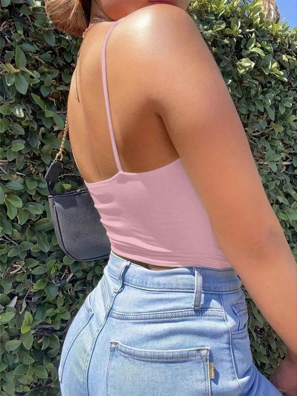 Women's Cut Out Ruched Crop Cami Top, Casual Solid Drawstring Cropped Top for Summer, Fashion Women's Spaghetti Strap Top for Daily Wear, Minimalist Womenswear Valentine's Day, Gift 6