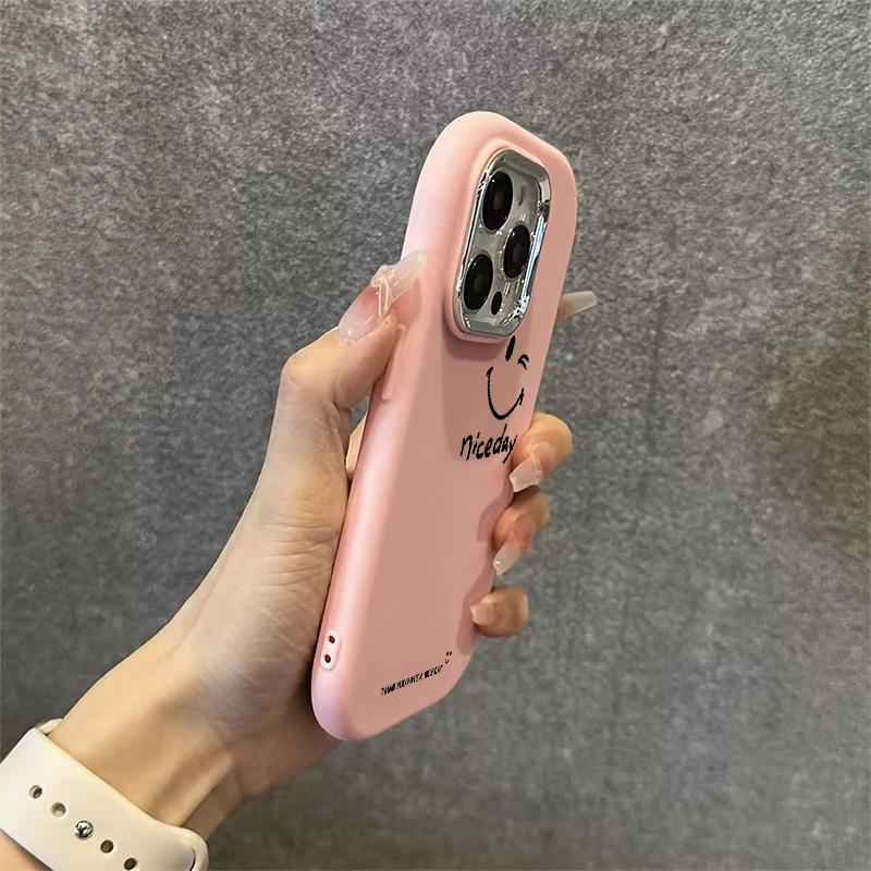 Ốp Silicon Mềm, Thiết Kế Mặt Cười Hạnh Phúc, Bảo Vệ Camera NICE, Chống Rơi, Tương Thích Với iPhone 16 11 13 15 12 14 Pro Max X Xr Xs Max, Chống Sốc, Cao Cấp, 7 8Plus SE2067 8