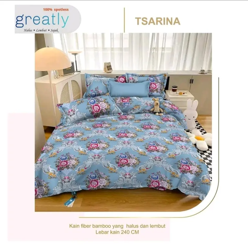 Set Sprei Flowers 180x200|sprei aestentic|Sprei katun|sprei terbaru 4