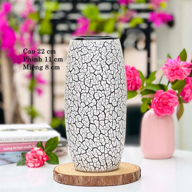 Lọ cắm hoa gốm Bát Tràng dáng Bom cắm hoa Decor hoa đào đông, hoa ly, tuyết mai, thanh liễu, hoa dơn | Trang Gốm TG150