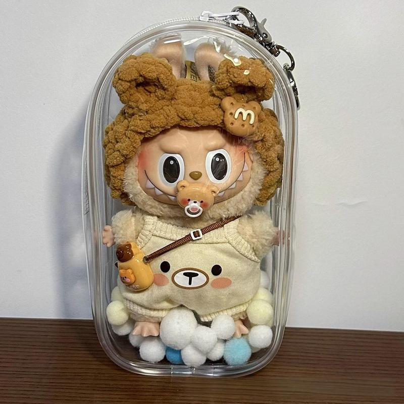 Product Introduction of [Only Bag] Transparent Storage Bag For 15-17CM LABUBU Dust Proof Cotton Doll Baby Walking 19cm Hanging Bag 11
