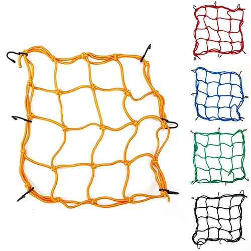 Fw.Q-Motorcycle 6 Hook Mesh Bag String Sundries Helmet Luggage Holder Bungee Net Rope