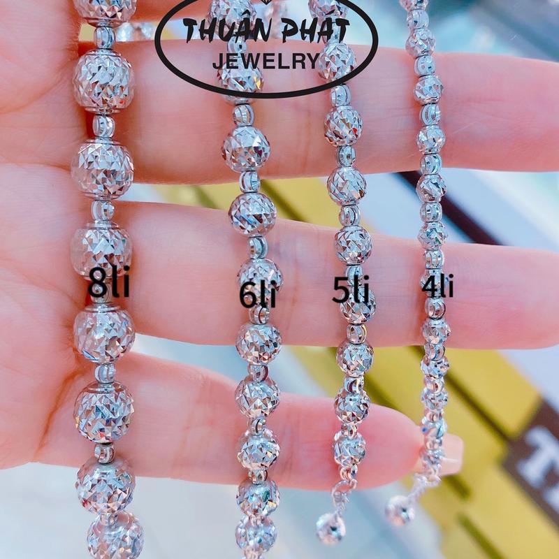 Phụ Kiện Lắc Tay L064 Bi Tròn Đặt Đủ Size Cắt Máy 9D Đeo Tay Sang Trọng Trang Sức Bạc Ý Xi Bạch Kim - Bạc Thuận Phát