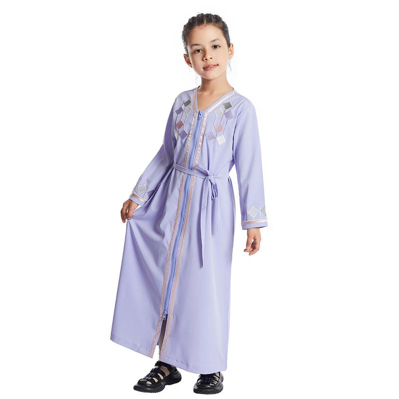 Product Introduction of Girls Kids Abaya Dress Clothing,Floral Printed Gown Children Robe 23