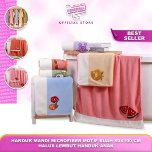 Handuk Mandi Microfiber Motif Buah 50x100 Cm Halus Lembut Handuk Anak