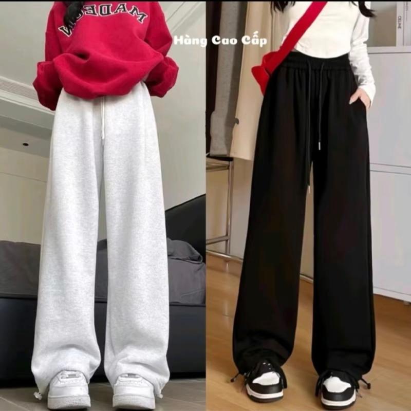 [CHẤT NỈ ĐẸP-KHÔNG XÙ] Quần Ống Rộng Vải Nỉ Ép Mịn Mặc Được 2 Kiểu Track Pants Unisex Nam Nữ