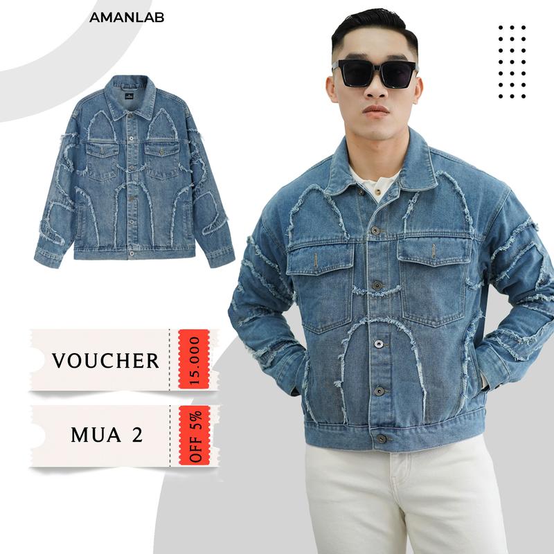 Áo khoác jean denim nam, jacket jean wax luxury phong cách bụi bặm cá tính, cao cấp
