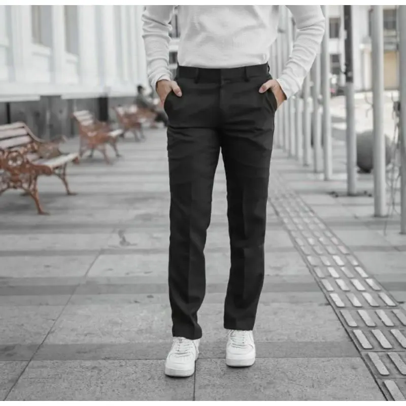 PAKET BUNDLING 1 PAKET ISI 2 CELANA PANJANG PRIA SLIMFIT FORMAL KANTOR Kerja Hitam Abu Tua Muda Navy Polos Kain Semi wol Lembut Nyaman 6