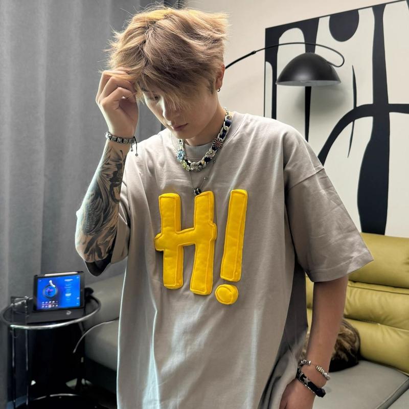Áo Thun Nam Họa Tiết Nổi Chữ Hi HeiLit Phông Tay Lỡ Chất Vải Cotton Co Giãn Chuẩn Form Unisex 7