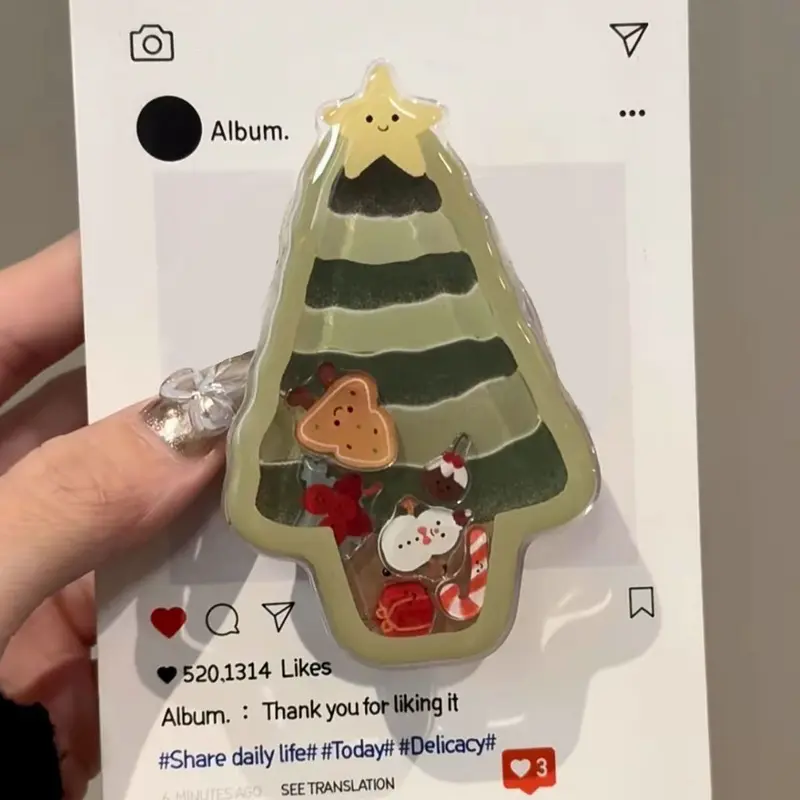 Ốp Điện Thoại Túi Khí Âm Nhạc Đu Đưa, Thiết Kế Cây Thông Noel Kitty Dễ Thương, Có Giá Đỡ Và Keo, Co Giãn Hoạt Hình, Cầm Tay Và Có Thể Chảy 6