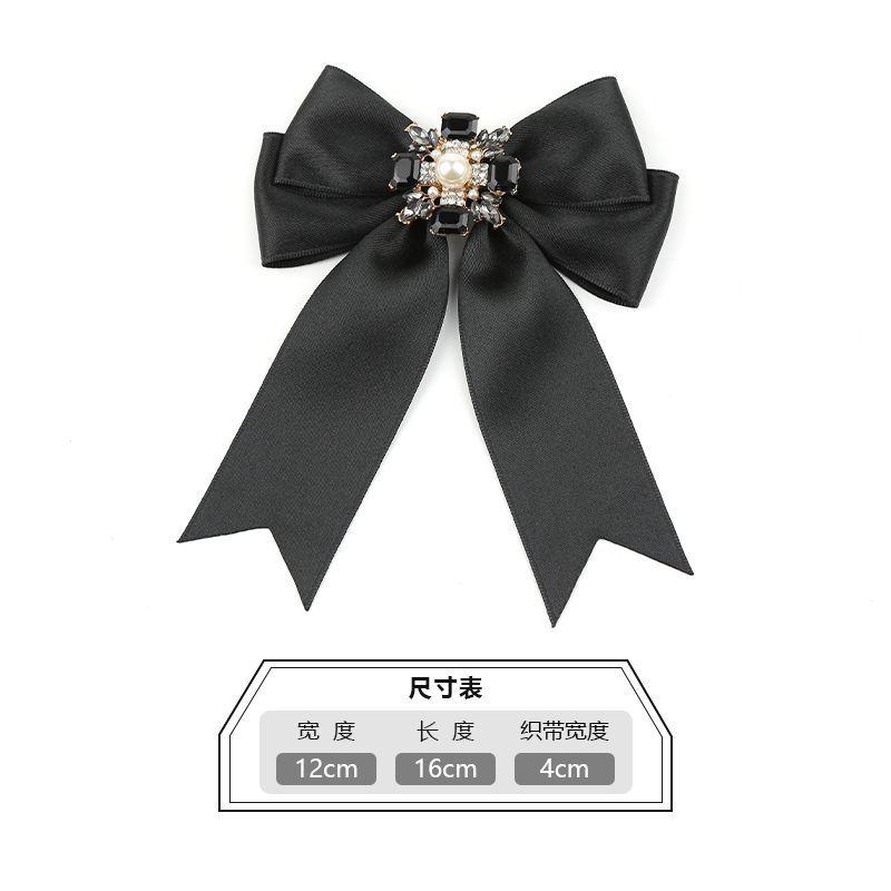 Product Introduction of Bow Tie Female Ornament Bow Black Ribbon Preppy Style Retro Korean Type Women's Shirt Shirt Pin Accessories 17