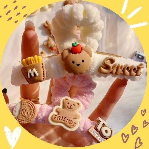 Có video HD Gồm kẹp sẵn 10 charms Gói nguyên vật liệu tự làm cặp tóc kẹp tóc bằng len nhung đơn giản DIY handmade