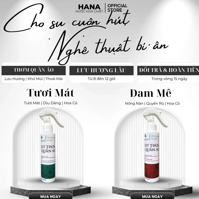 Xịt Thơm Quần Áo HANA Hương Tươi Mát 150ml - Khử Mùi, Kháng Khuẩn, Thơm Lâu 3