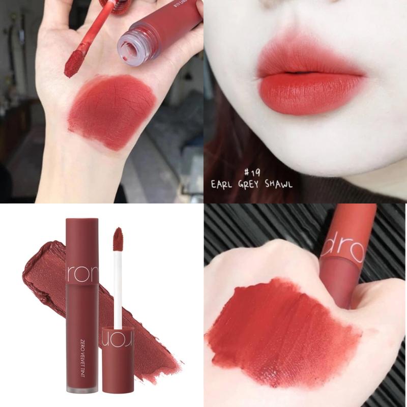 Son Kem Lì Romand Zero Màu 19 Đỏ Cam Pha Đất, Son Romand Zero Velvet Tint 19 Earl Grey Shawl - Đỏ Cam Pha Đất