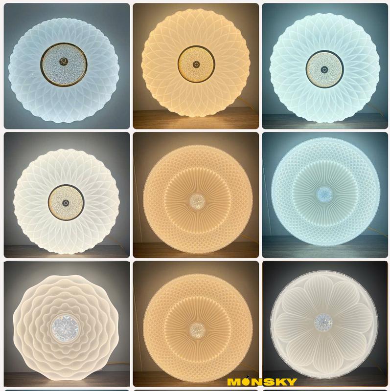 Đèn ốp trần MONSKY LOMAD 40, 50cm 3 chế độ ánh sáng trang trí không gian nội thất cao cấp.
