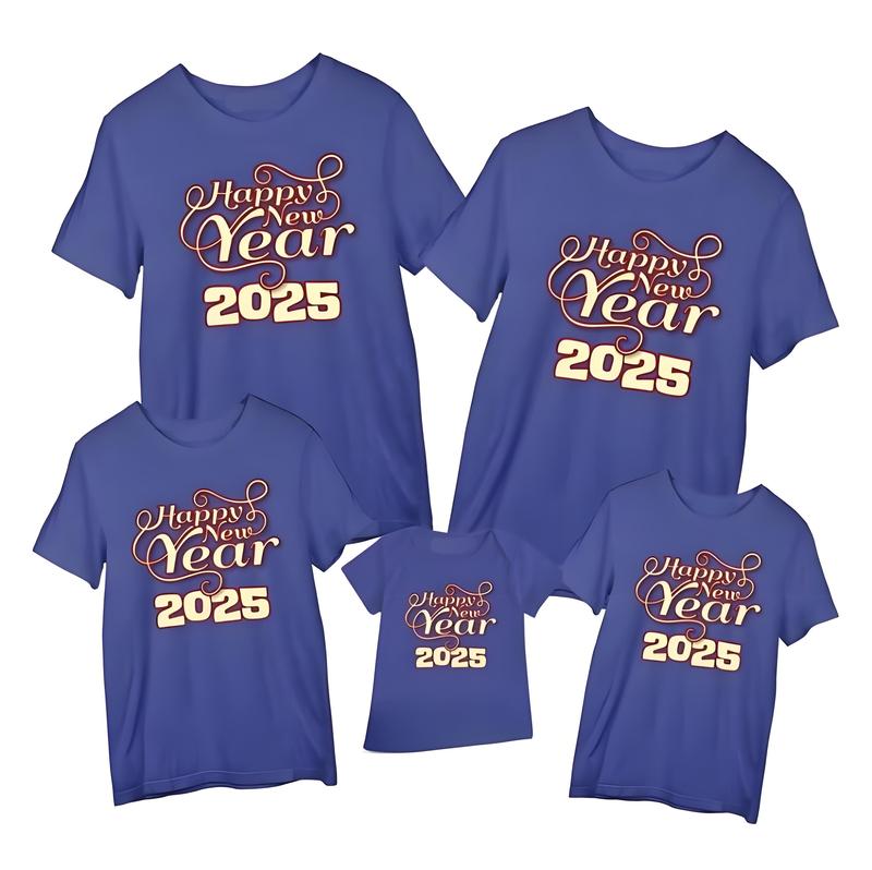 Product Introduction of T Shirts Stylish 2025 Lucky Short Sleeved Tops Comfortable Family Shirts Set Casual Round Neck Kids Tees 17