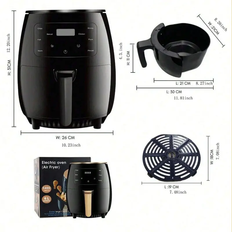 6L Large Capacity Instant Air Fryer Oven, Multifunctional Household Electric Oven, Non-stick Pan Kitchen Appliances For Daily Use 1