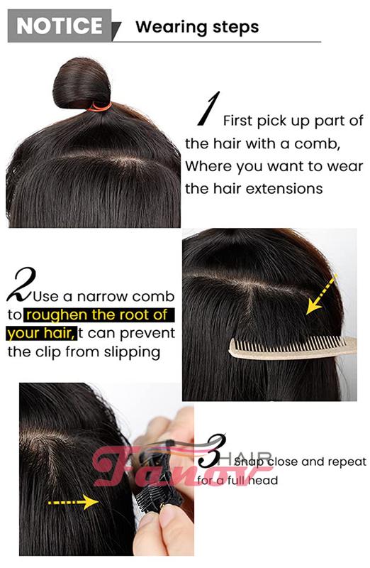 Product Introduction of Fanov-Human H connection, curly clip, 4 pcs/set, omber black and brown, for women and girls 24