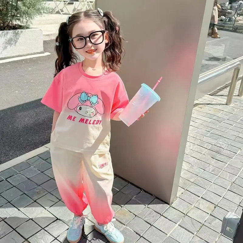 Bộ Đồ Mùa Hè Cho Bé Gái, ngắn Tay, Phong Cách Phương Tây, Kuromi, Quần Thường Ngày Thích Hợp Cho Bé 3-8 Tuổi, Bộ Đồ Hai Mảnh Cho Bé, Người Nổi Tiếng Trên Internet, Hàng Mới Về 6
