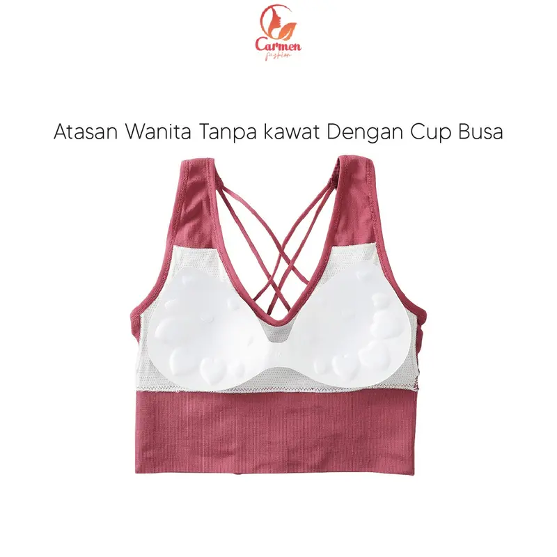 Tanktop Atasan Tali Silang Belakang Tanpa Kawat Olahraga Gym Cewek Kekinian CF  P265 3