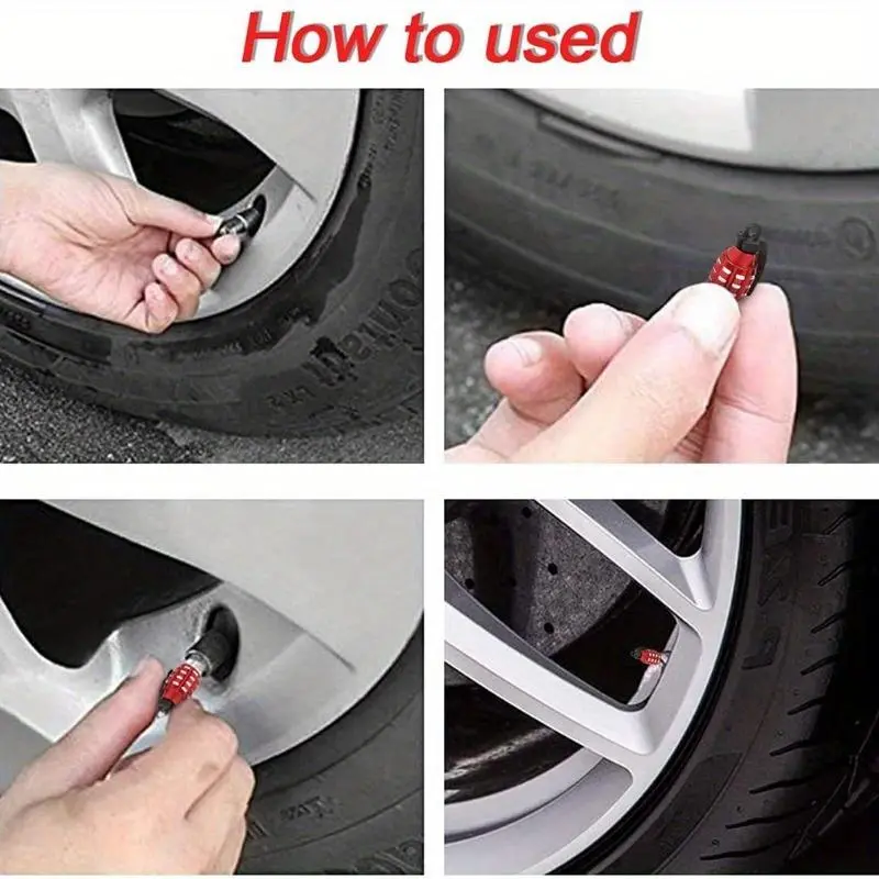 Car Tire Valve Stem Cap, 4pcs Aluminum Alloy Car Tire Valve Stem Cover, Universal Car Air Cap Cover, Car Accessories for Truck Bicycle Motorcycle 2