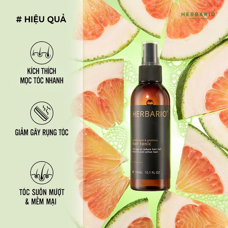 Nước xịt dưỡng tóc Vỏ Bưởi và Bồ Kết Herbario 100ml (pomelo peel & gleditsia) VEGAN - thuần chay 1