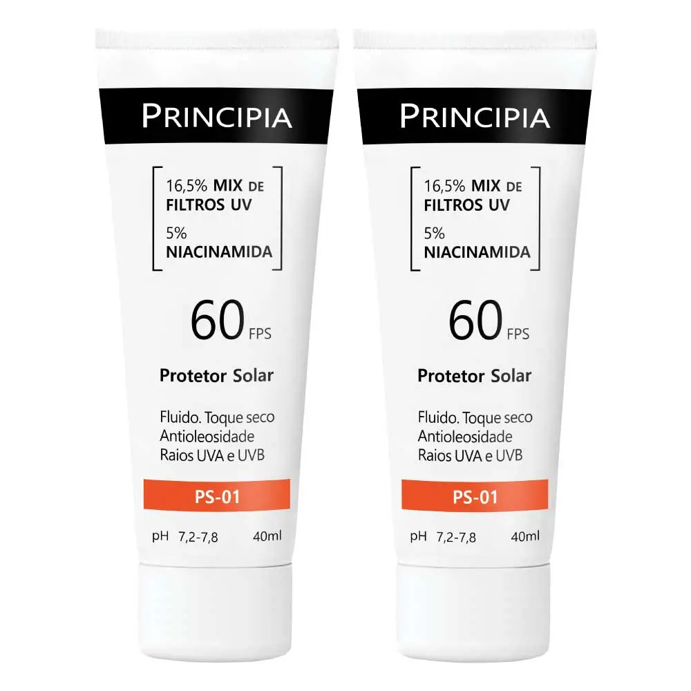 Principia Kit 2 Protetores Solares Facial PS-01 FPS 60 Dupla Defesa
