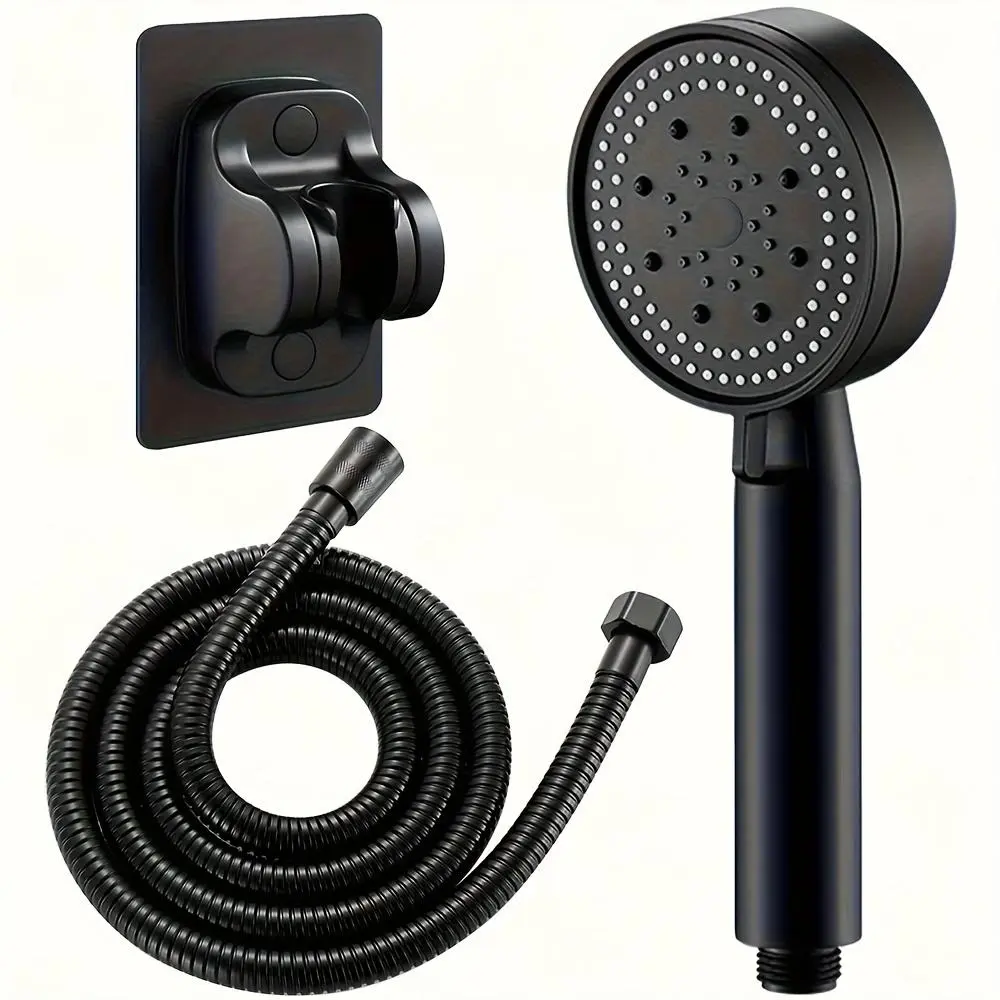 Pressure Adjustable Shower Head, 1 Set Including 5-speed Adjustment Function Shower Head & Mounting Bracket & Shower Hose, Bathroom Shower Accessories