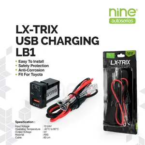 LX-TRIX Dual Port USB Charger Car & Volmeter 12-24V USB Type C Android Iphone Universal Mobil LB1 USB
